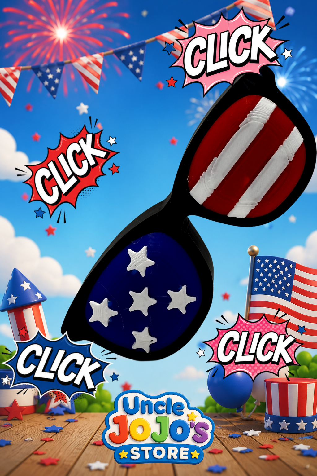 USA FLAG SUNGLASSES FIDGET CLICKER
