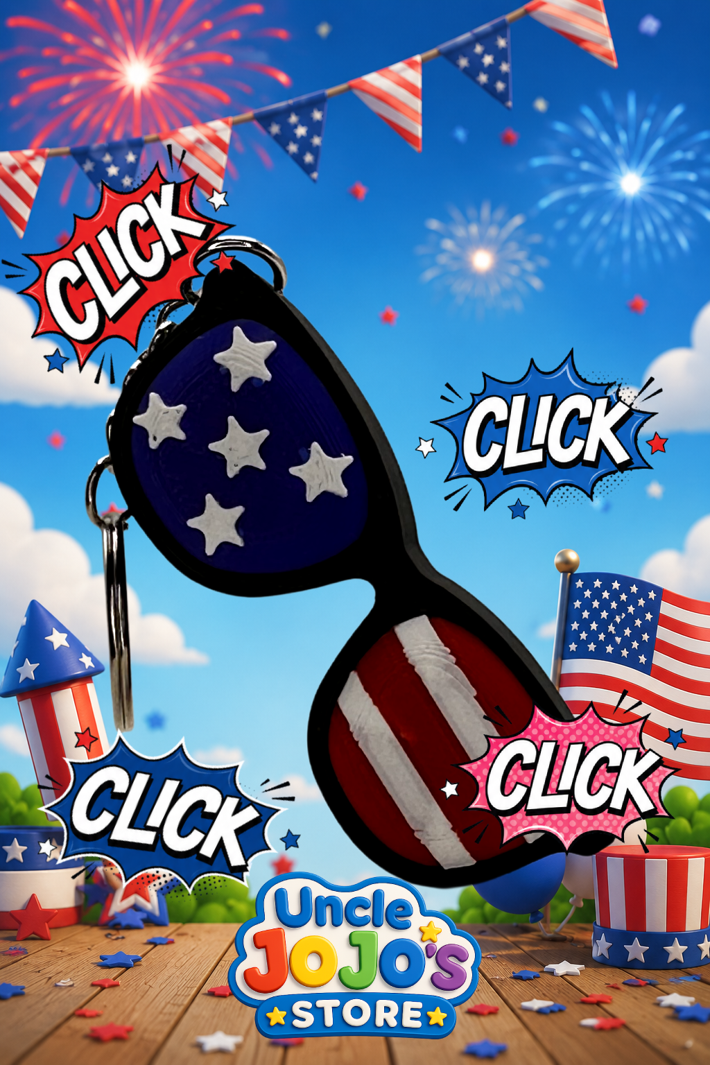 USA FLAG SUNGLASSES FIDGET CLICKER