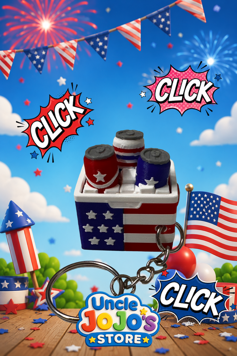 AMERICAN FLAG SODA COOLER FIDGET CLICKER